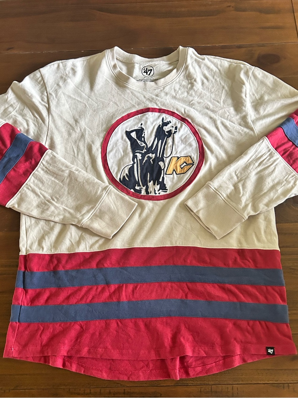 ’47 Brand Kansas City KC Scouts Long Sleeve Hockey Jersey Style Shirt XL